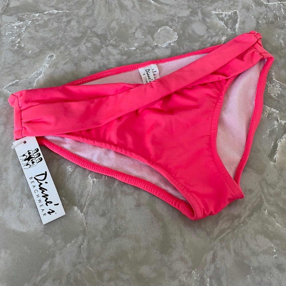 NWT FREE rose pink full cover swim bottom bikini bottoms XS/S twist wrap band
